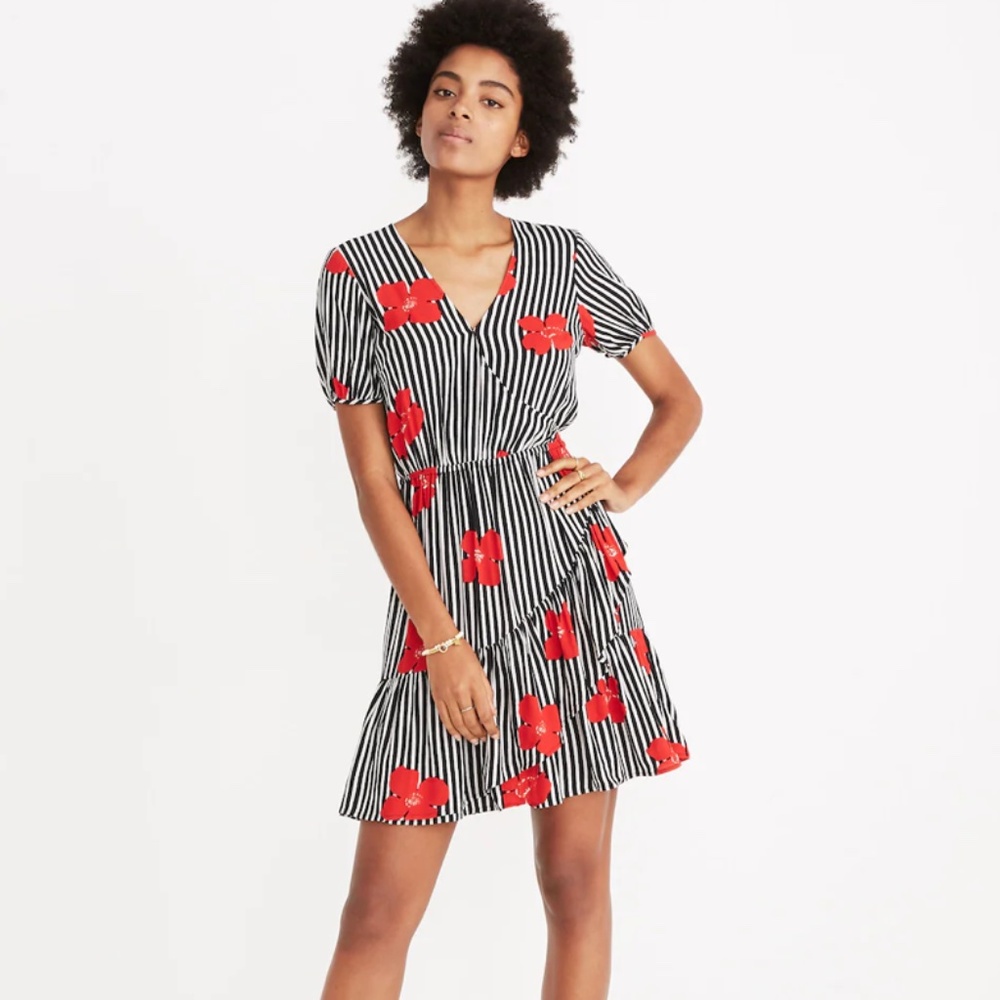 Madewell - Ruffle-Wrap Dress in Candied Orchids Size 4